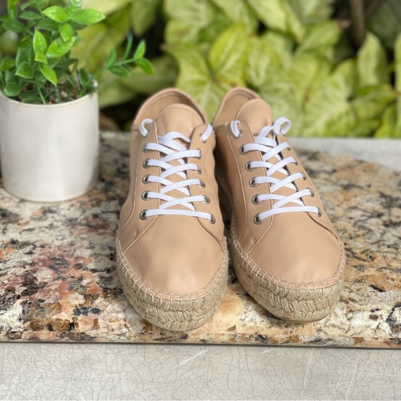 Aquatalia Flyn Water Resistant Platform Espadrille Sneaker In Cappuccino Size 9 - Picture 7 of 10